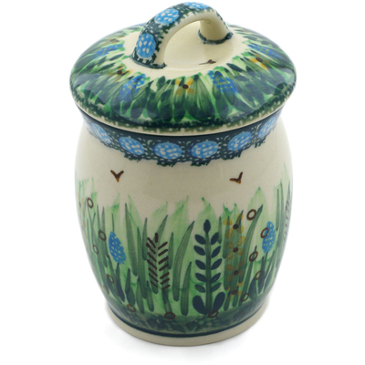 Polish Pottery Jar with Lid 4&quot; Prairie Land UNIKAT