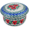 Polish Pottery Jar with Lid 4&quot; Red Pansy