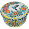 Polish Pottery Jar with Lid 4&quot; Solo Hummingbird UNIKAT