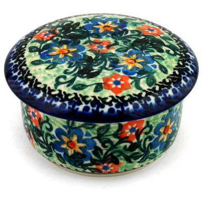 Polish Pottery Jar with Lid 4&quot; Splendid Valley UNIKAT