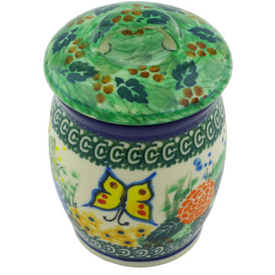 Polish Pottery Jar with Lid 4&quot; Spring Garden UNIKAT