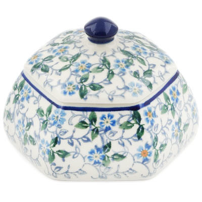 Polish Pottery Jar with Lid 4&quot; Spring Vine