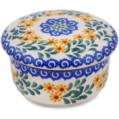 Polish Pottery Jar with Lid 4&quot; Summer Day