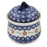 Polish Pottery Jar with Lid 4&quot; Sweet Red Flower