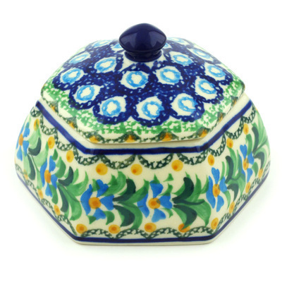 Polish Pottery Jar with Lid 4&quot; Top Of The Morning UNIKAT