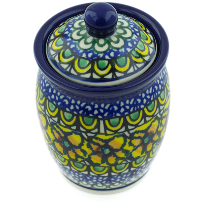 Polish Pottery Jar with Lid 4&quot; Turkish Flowers UNIKAT