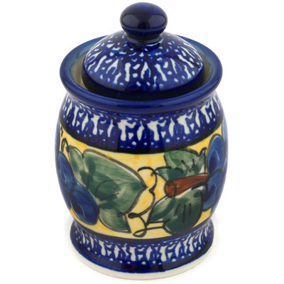 Polish Pottery Jar with Lid 4&quot; Tuscan Grapes