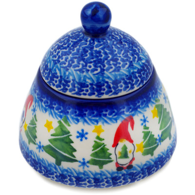 Polish Pottery Jar with Lid 4&quot; Twinkle Twinkle Little Gnome