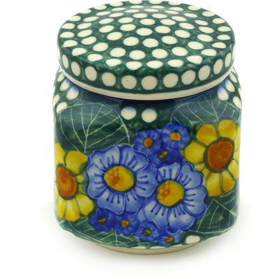 Polish Pottery Jar with Lid 4&quot; UNIKAT