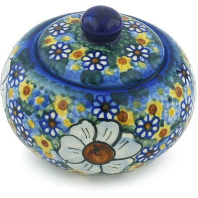 Polish Pottery Jar with Lid 4&quot; UNIKAT