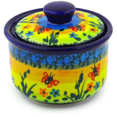 Polish Pottery Jar with Lid 4&quot; UNIKAT