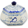 Polish Pottery Jar with Lid 4&quot; Waiting Birds UNIKAT