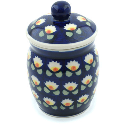 Polish Pottery Jar with Lid 4&quot; Waterlily