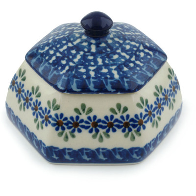 Polish Pottery Jar with Lid 4&quot; Wildflower Garland