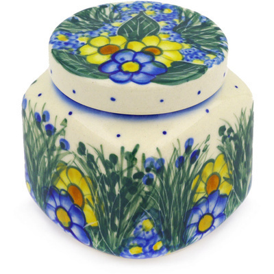 Polish Pottery Jar with Lid 4&quot; Wildflower Meadow