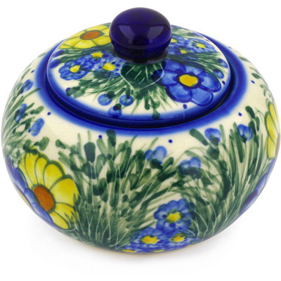Polish Pottery Jar with Lid 4&quot; Wildflower Meadow