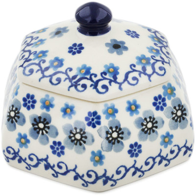 Polish Pottery Jar with Lid 4&quot; Winter Vinery
