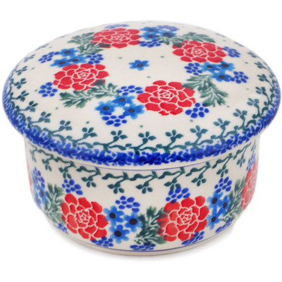 Polish Pottery Jar with Lid 4&quot; Winter Wreath