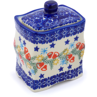 Polish Pottery Jar with Lid 4&quot; Wreath Of Bealls