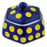 Polish Pottery Jar with Lid 4&quot; Yellow Dots