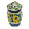 Polish Pottery Jar with Lid 4&quot; Yellow Garden UNIKAT