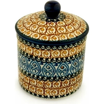 Polish Pottery Jar with Lid 5&quot; Amber Shores UNIKAT