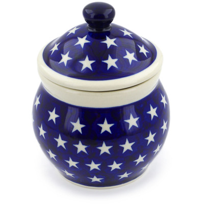 Polish Pottery Jar with Lid 5&quot; America The Beautiful