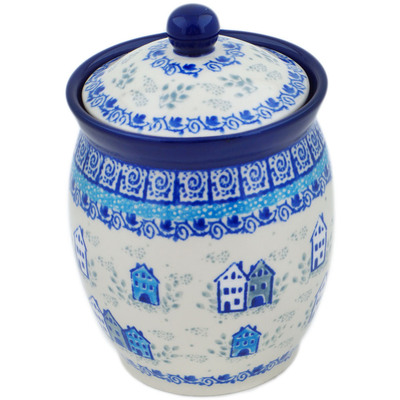 Polish Pottery Jar with Lid 5&quot; Arctic Village UNIKAT