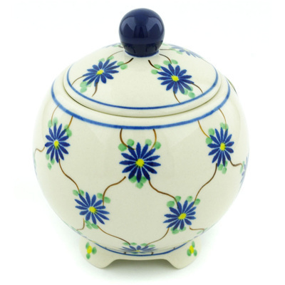 Polish Pottery Jar with Lid 5&quot; Aster Trellis