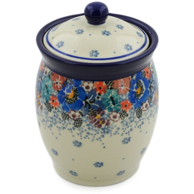 Polish Pottery Jar with Lid 5&quot; Autumn Bunch UNIKAT