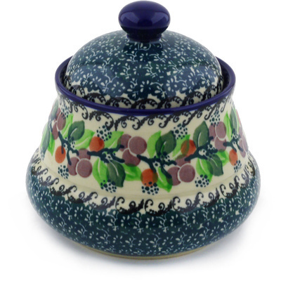 Polish Pottery Jar with Lid 5&quot; Berry Garland