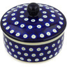Polish Pottery Jar with Lid 5&quot; Blue Eyes