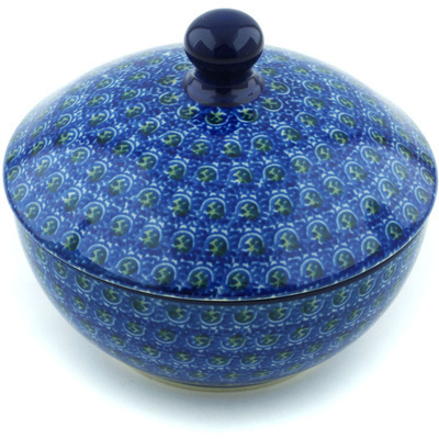 Polish Pottery Jar with Lid 5&quot; Blue Poppies
