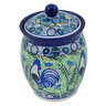 Polish Pottery Jar with Lid 5&quot; Blue Rooster UNIKAT