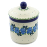 Polish Pottery Jar with Lid 5&quot; Blue Rose