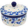 Polish Pottery Jar with Lid 5&quot; Blue Spring