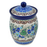 Polish Pottery Jar with Lid 5&quot; Blue Violet Garden UNIKAT