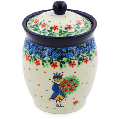 Polish Pottery Jar with Lid 5&quot; Charming Prince UNIKAT
