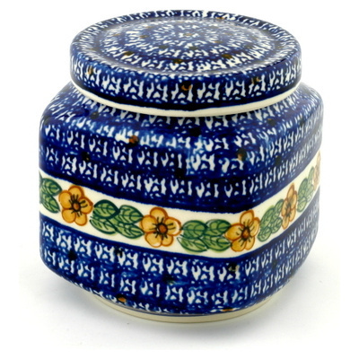 Polish Pottery Jar with Lid 5&quot; Country Acres UNIKAT
