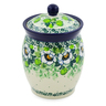 Polish Pottery Jar with Lid 5&quot; Daisies Wreath UNIKAT