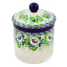 Polish Pottery Jar with Lid 5&quot; Daisies Wreath UNIKAT