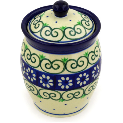 Polish Pottery Jar with Lid 5&quot; Daisy Chain