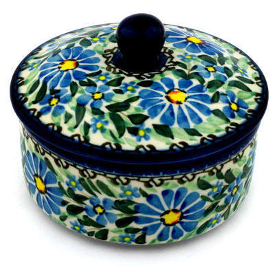 Polish Pottery Jar with Lid 5" Daisy Delight UNIKAT