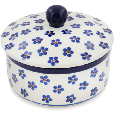 Polish Pottery Jar with Lid 5&quot; Daisy Dots