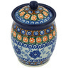 Polish Pottery Jar with Lid 5&quot; Dancing Blue Poppies UNIKAT