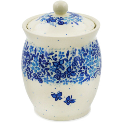 Polish Pottery Jar with Lid 5&quot; Delicate Blue UNIKAT