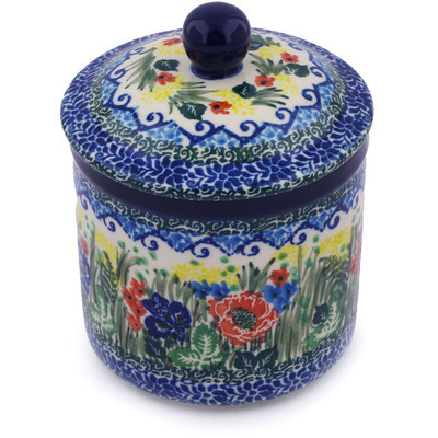 Polish Pottery Jar with Lid 5&quot; Delightful Canon UNIKAT