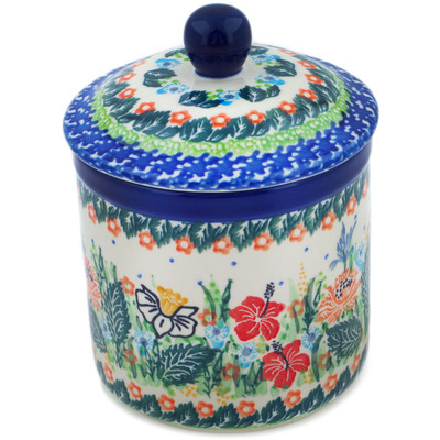 Polish Pottery Jar with Lid 5&quot; Dove Escape UNIKAT