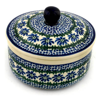 Polish Pottery Jar with Lid 5&quot; Fanciful Daisy