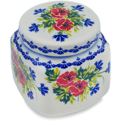 Polish Pottery Jar with Lid 5&quot; Floral Company